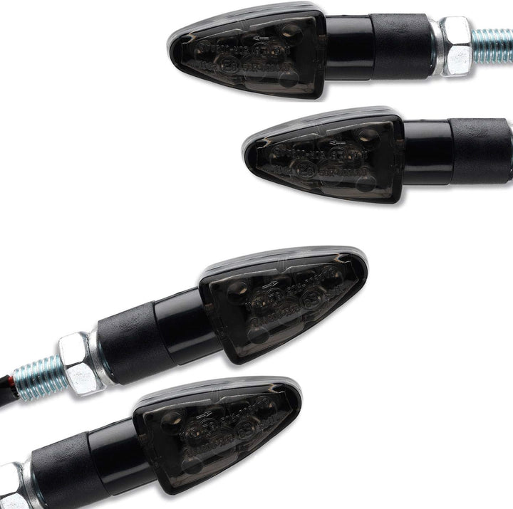 Germany Motorsports LED Motorrad Mini Blinker Wizzard Schwarz kurz universal 12V e-geprüft vorn hint