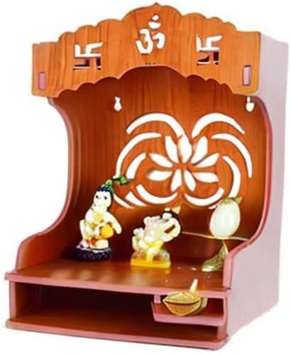 MS Enterprise Wandbehang aus Holz mit Mandir-Puja-Motiv, Dekoration für das Büro oder Zuhause, Schwa