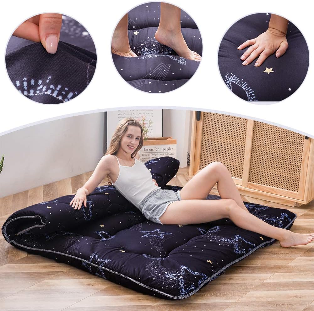 MAXYOYO Japanische Bodenmatratze Futonmatratze, Verdicken Tatami Matte Isomatte Faltbare Roll-Up Mat