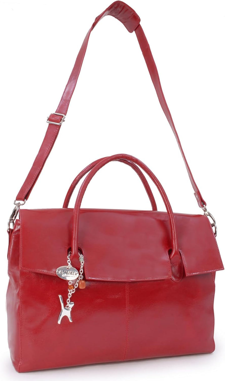 Catwalk Collection Handbags - Leder - Übergrosse Laptoptasche Schultasche/Organizer/Arbeitstasche/Ak