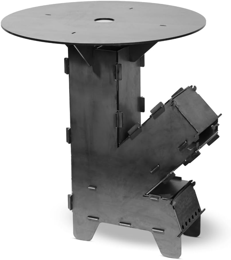 Czaja Raketenofen inkl. Feuerplatte und Schürhaken - Rocket Stove Stecksystem aus massivem 3 mm dick