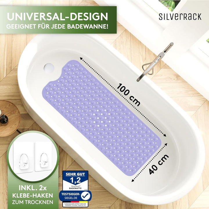 Badewannenmatte 100x40 cm (Lavendel) - Antirutschmatte Badewanne BPA frei für Kinder und Babys - Dus