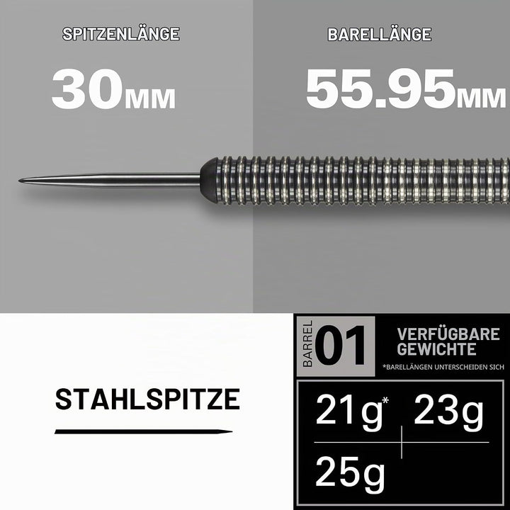 Target Darts Phil Taylor Power 8-Zero Schwarz 80% Wolfram Steeldarts-Set Schwarz Titanium 1 21G Sing