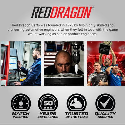 RED DRAGON Amberjack Series Steel Profi Dartpfeile Steeldarts Set mit Flights und Schäfte 25.0 Gramm