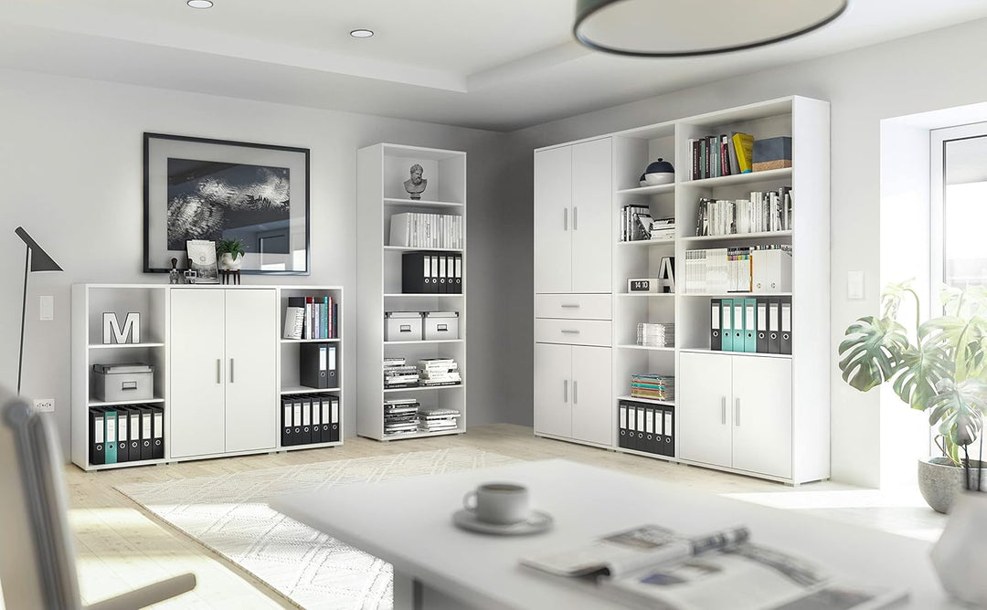 möbelando Aktenregal >Clermont< (BxHxT: 52,5x114x35 cm) in weiss - 52,5x114x35cm (BxHxT) Weiss Akten