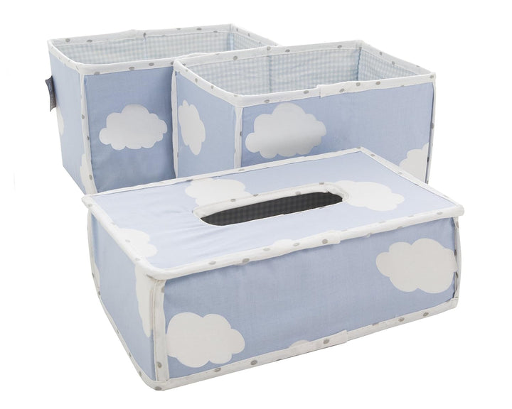 roba Pflegeorganiser Set 'Kleine Wolke blau', 3tlg, 2 Boxen für Windeln & Zubehör, 1 Feuchttücherbox