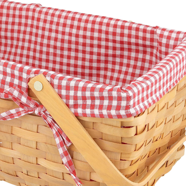 Geflochten Picknickkorb mit Henkel und Leinentuch, 34x21x16cm Rechteckig Picknickkorb aus Weide, Ges
