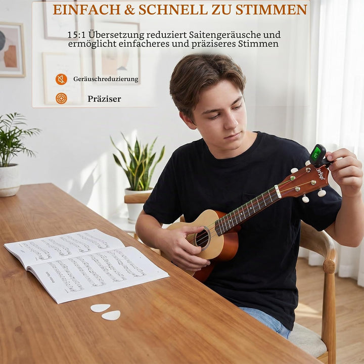 Everjoys Sopran Ukulele Set für Erwachsene 21 Zoll Ukulele Starter Kit mit Tasche, Tuner, Songbook,