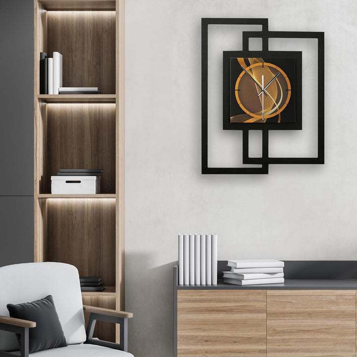 Kreative Feder Designer-Wanduhr „Dynamic“ in modernem Metallic-Look ohne Tickgeräusche (Funk/Quarz)
