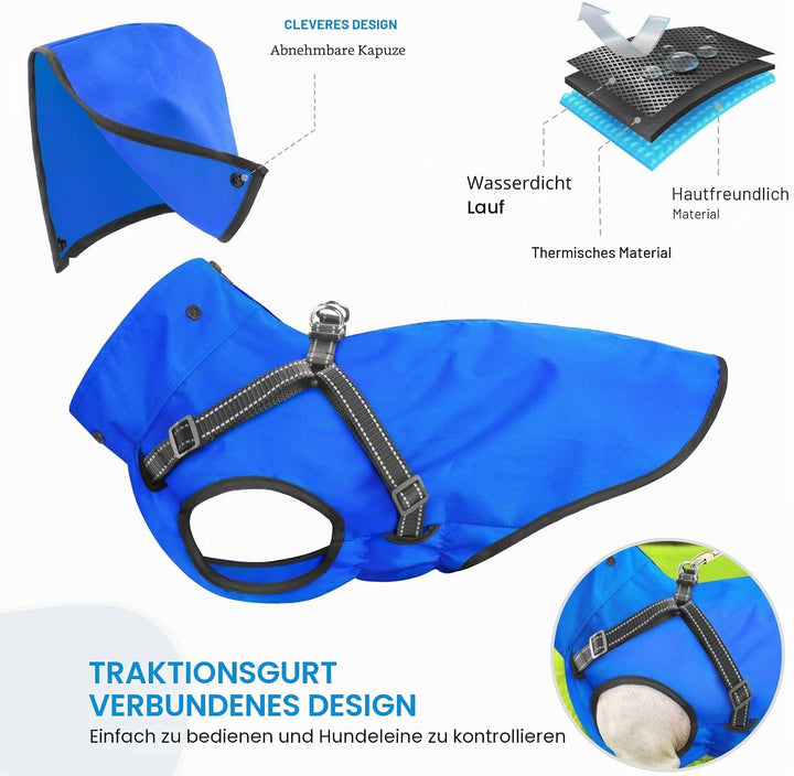 Mosucoirl Hunde Regenmantel Wasserdichter Hunde Kapuzenpullover Reflektierender Hund Regenmantel mit