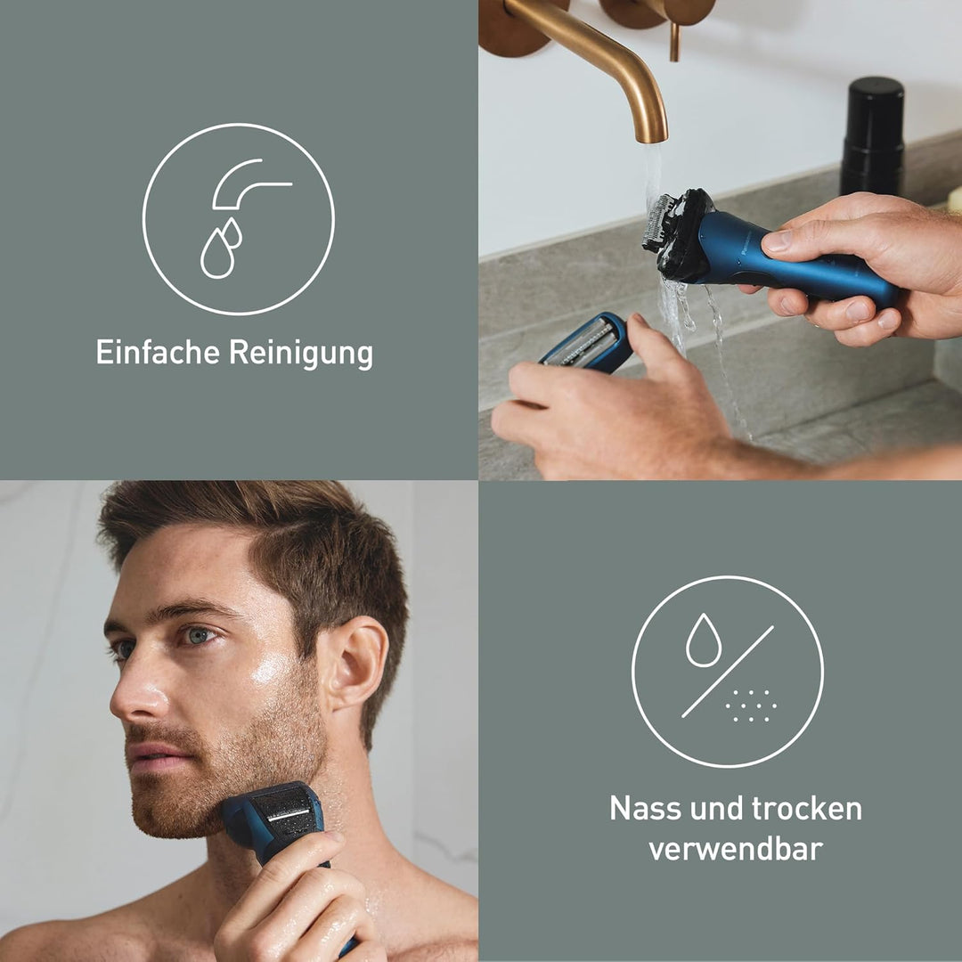 Panasonic Series 700 ES-ALT4B 3-Klingen-Nass- & Trocken-Rasierer für Männer, tragbar, kabellos, wass