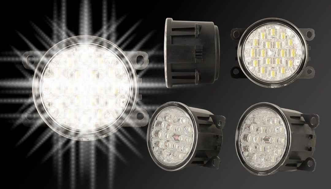 LED Tagfahrlicht ohne Dimmfunktion rund 90mm Durchmesser~