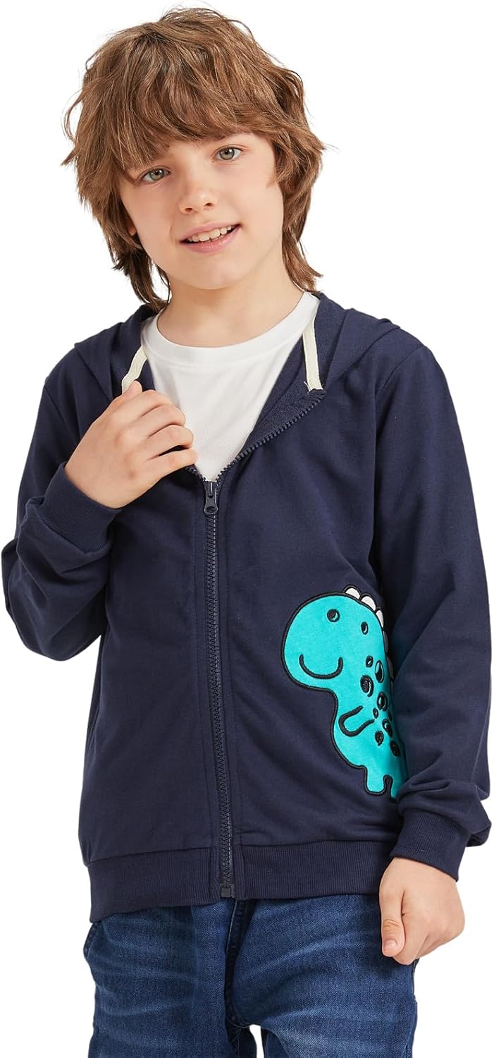 Alleen Jungen Sweatjacke Hoodie Langarm Baumwolle Kinder Pullover Dino Kapuzenpullover Jacke mit Kap
