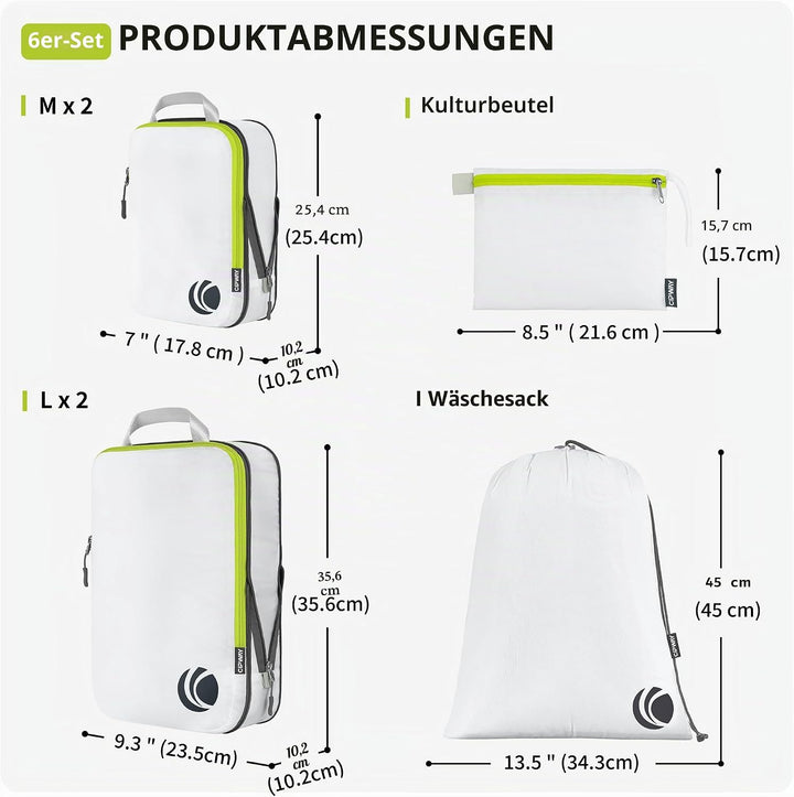 Cipway Kompressions-Packwürfel-Set, ultraleicht, erweiterbar, Reise-Organizer für Handgepäck (weiss,