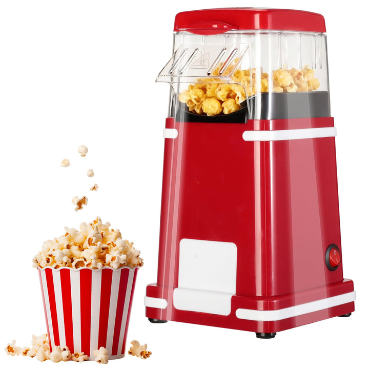 Cozary Popcornmaschine, 1200W Popcorn Maker mit Heissluft für fettfreies Popcorn, mit Messbecher, Re