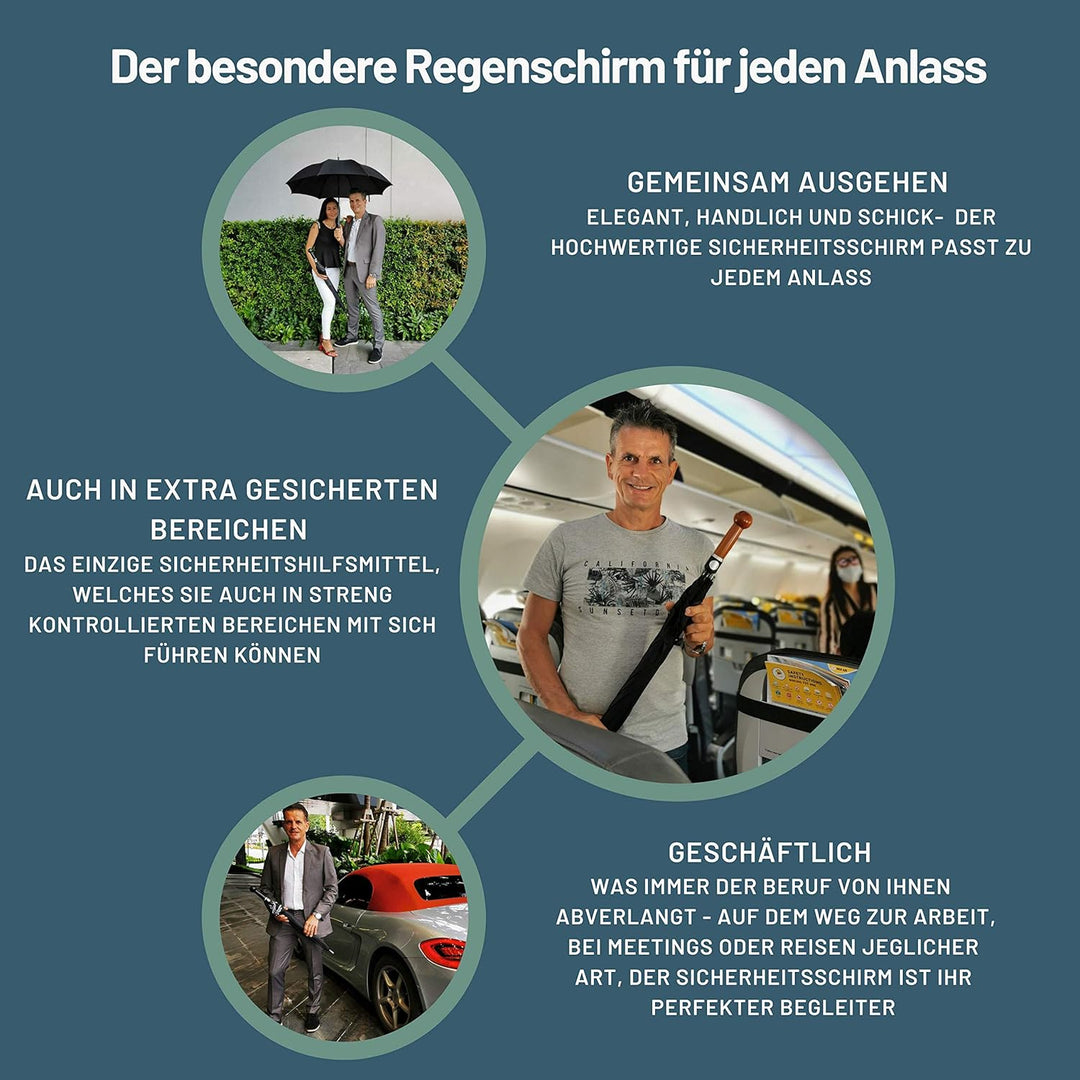Sicherheitsschirmit Videokurs | Verteidigungs Abwehr Schirm | Selbstverteidigung | 3 Grössen Knauf B