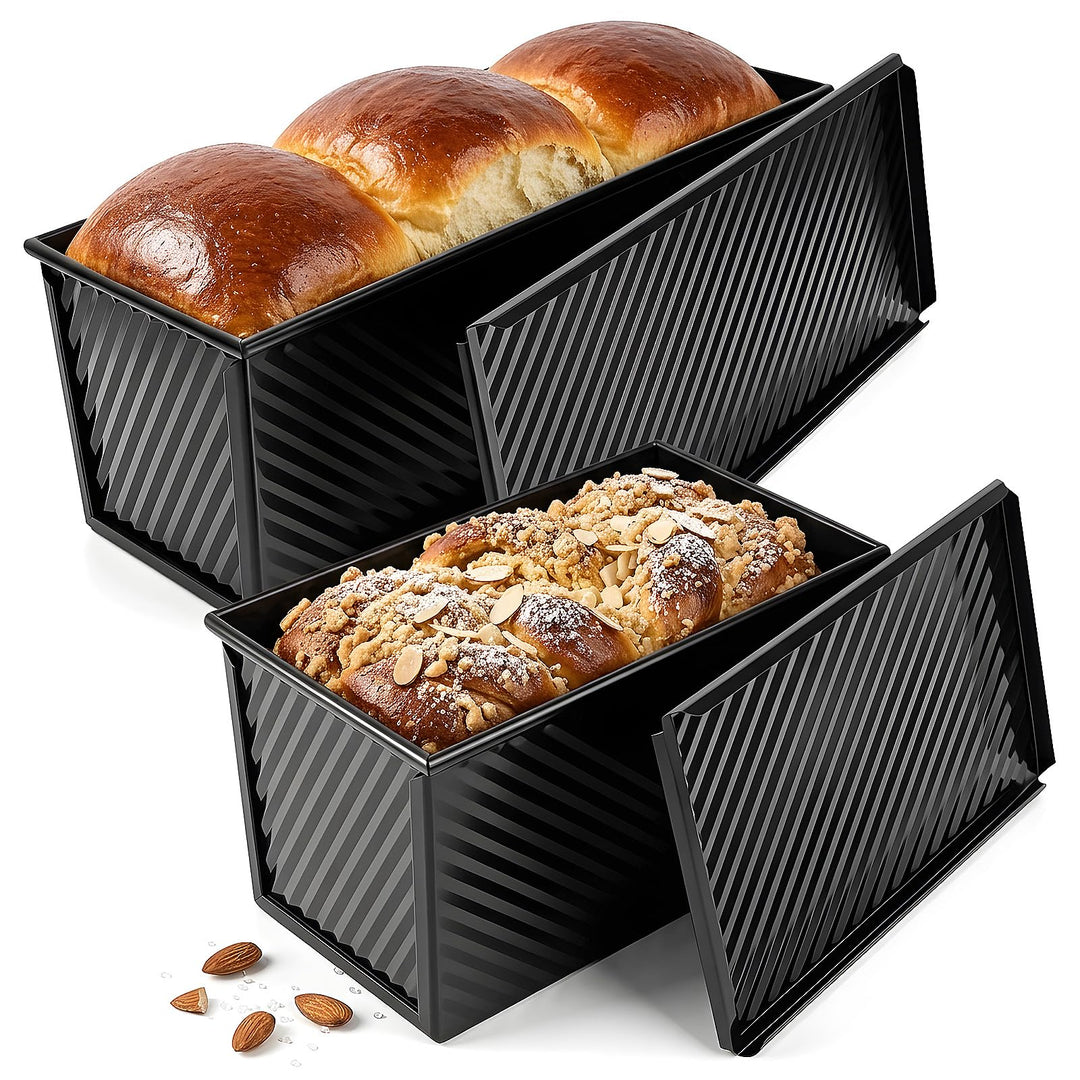 Cozary Brotbackform mit Deckel 2er Set, 33 cm &amp; 12,7 cm Kastenform mit Deckel, Toastbrot Backform au