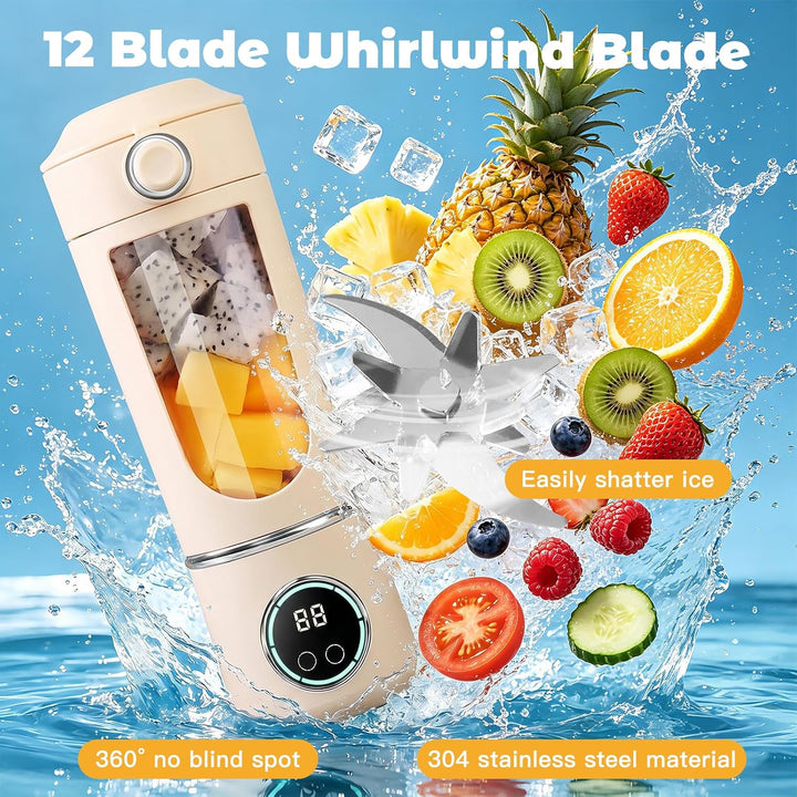 Tragbarer Mixer, 700ml Kleiner Entsafter,Mixer Smoothie Maker to Go mit Digitalanzeige,USB Wiederauf