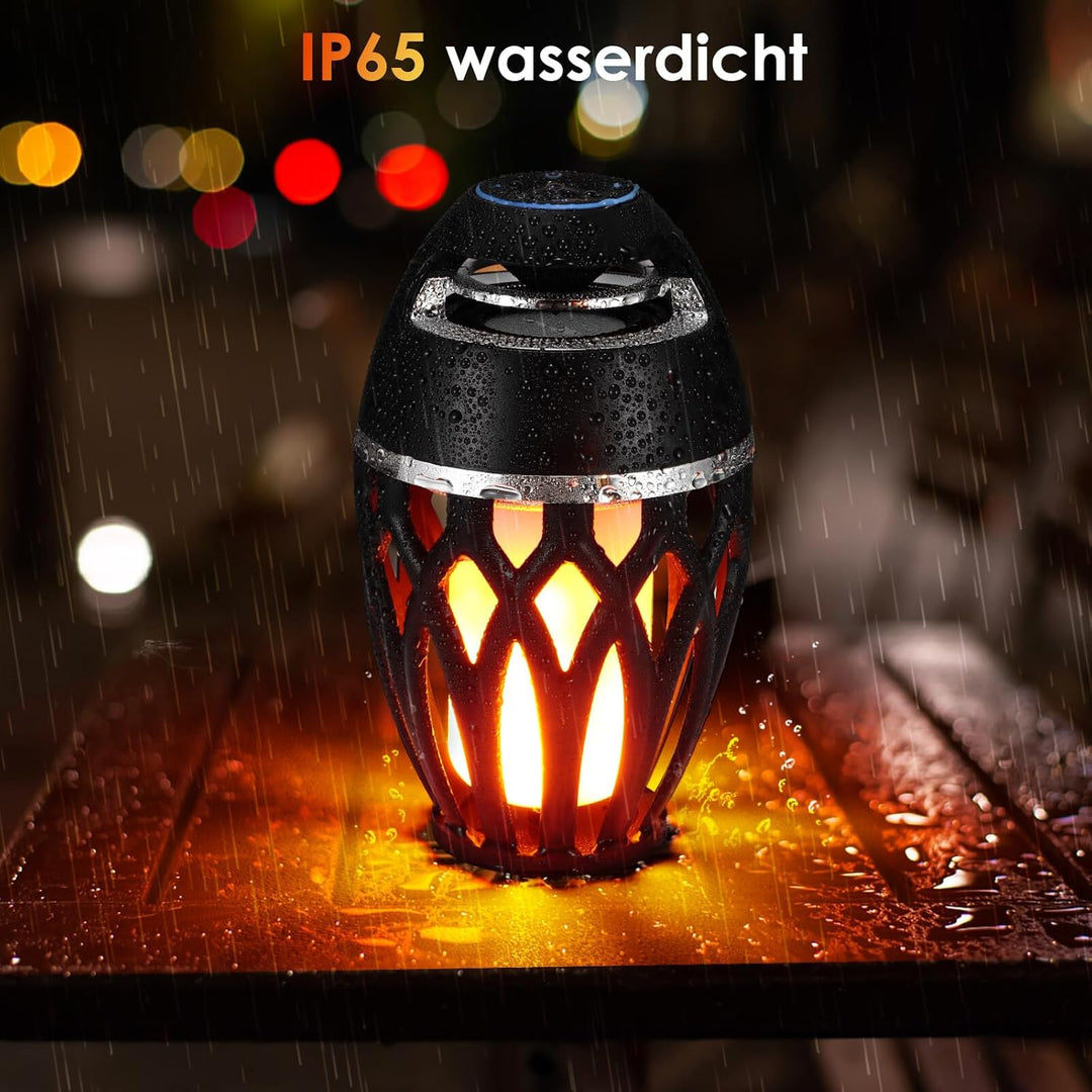 Bluetooth Lautsprecher mit LED Flammenlicht, Wasserdichte Kabellose Lautsprecher, Bluetooth 5.0 Kabe