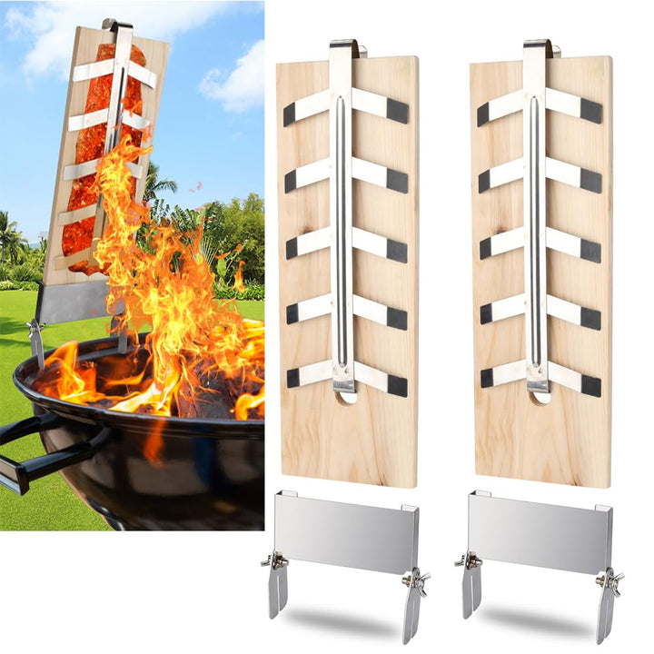 2X flammlachsbretter mit Halterung, Räucherbrett Flammlachsbrett, Zedernholz grillbrett, Zedernholzb