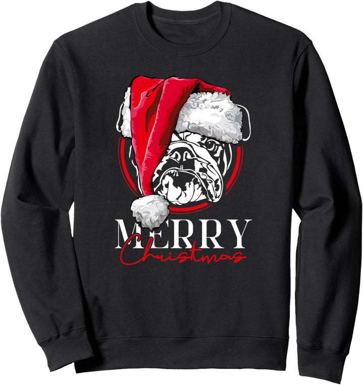 Santa Englische Bulldogge Merry Christmas Weihnachten Hunde Sweatshirt