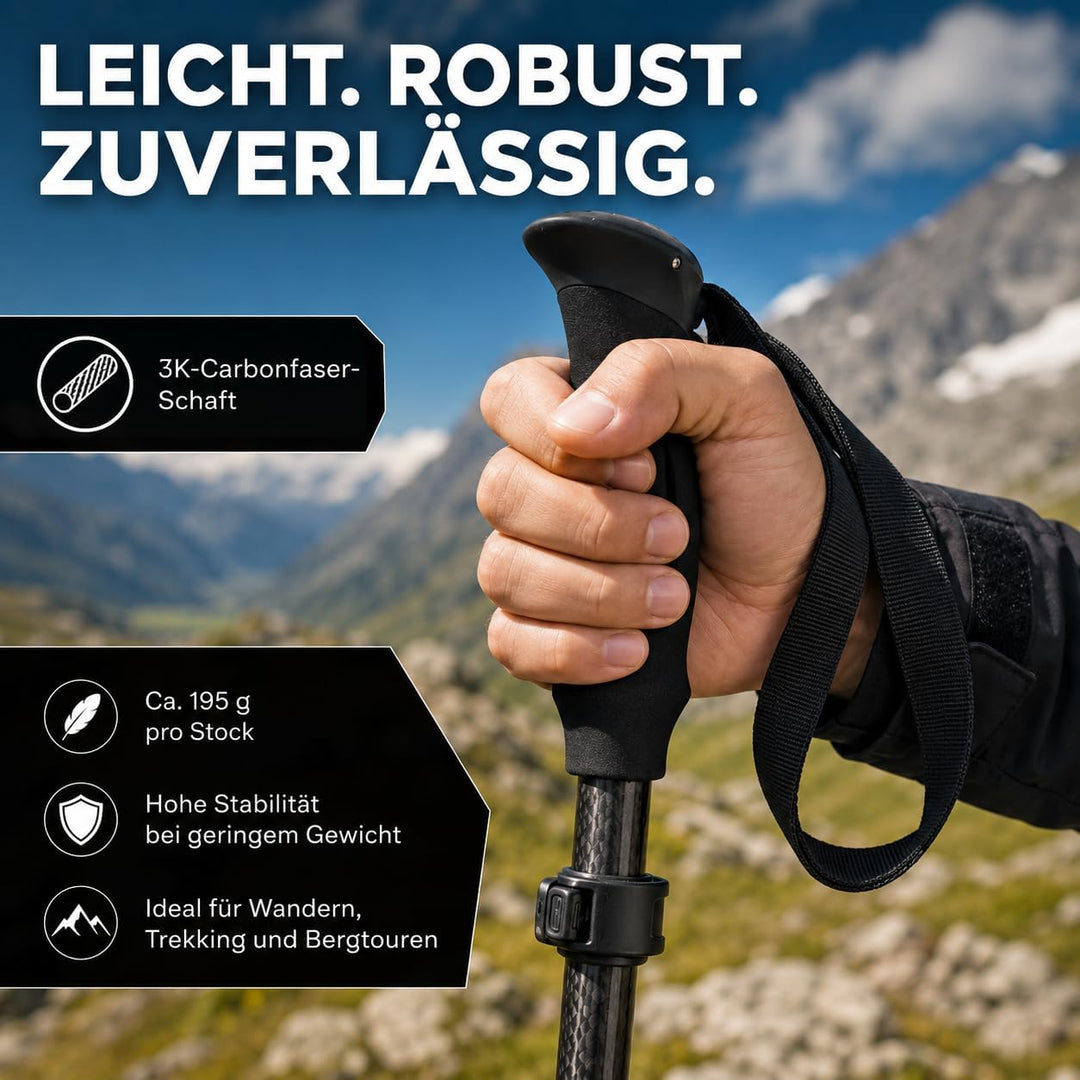 Trekkingstöcke Carbon Ultraleicht 169 g, Teleskop Wanderstöcke 63–135 cm | Teleskop Wanderstöcke 63–