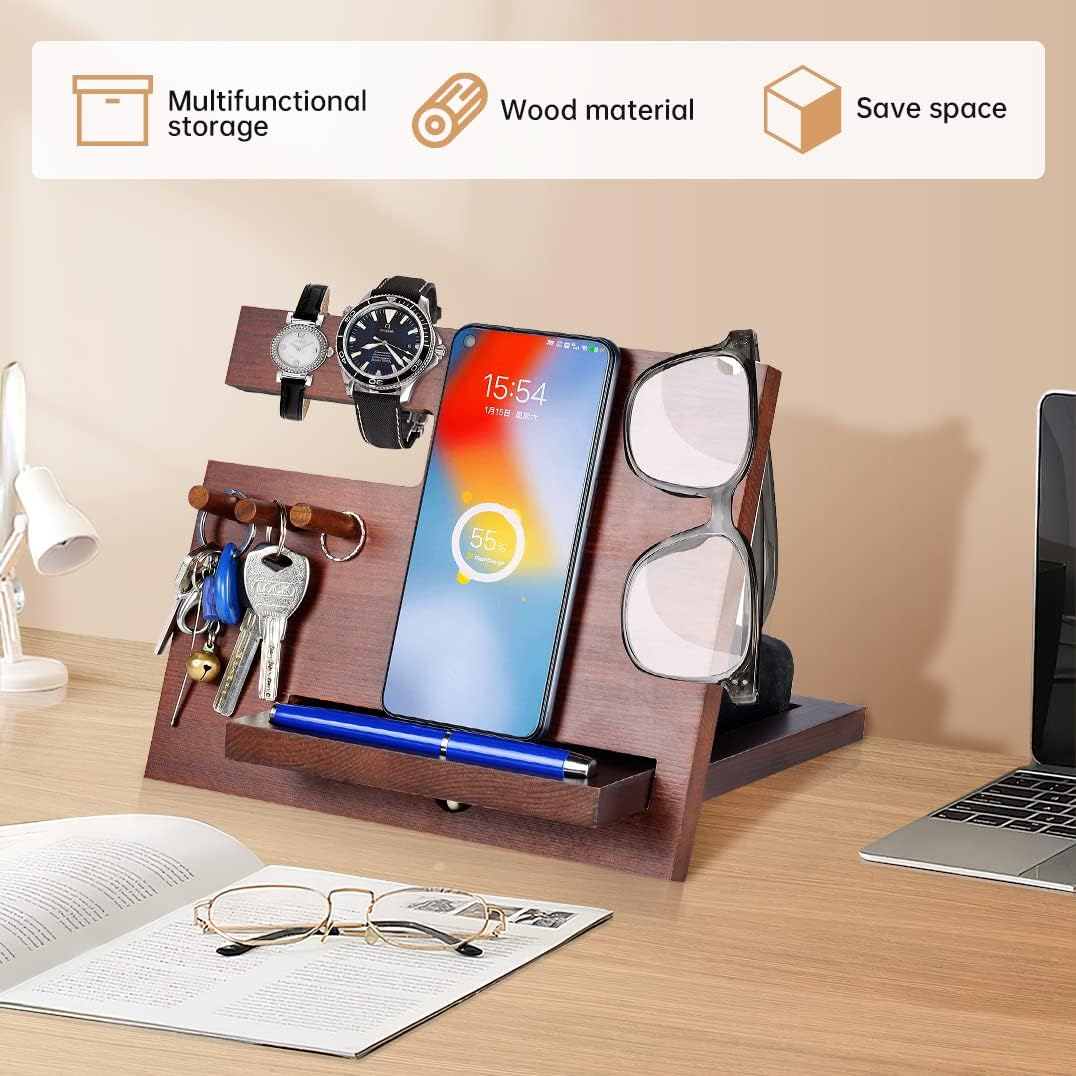 Geschenke für Männer Weihnachten Holz Telefon Dockingstation Nachttisch Organizer Männer Geschenk Ge