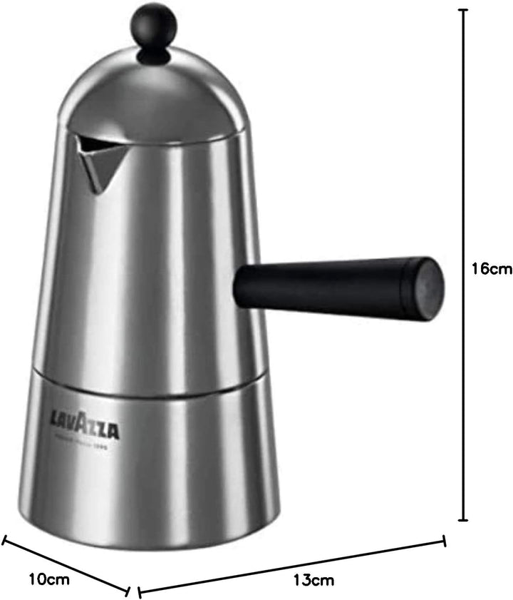 Lavazza ILSA Carmencita Classic Espressokocher, Aluminium, schwarzer Griff und Knopf, 2 Tassen 2 Taz