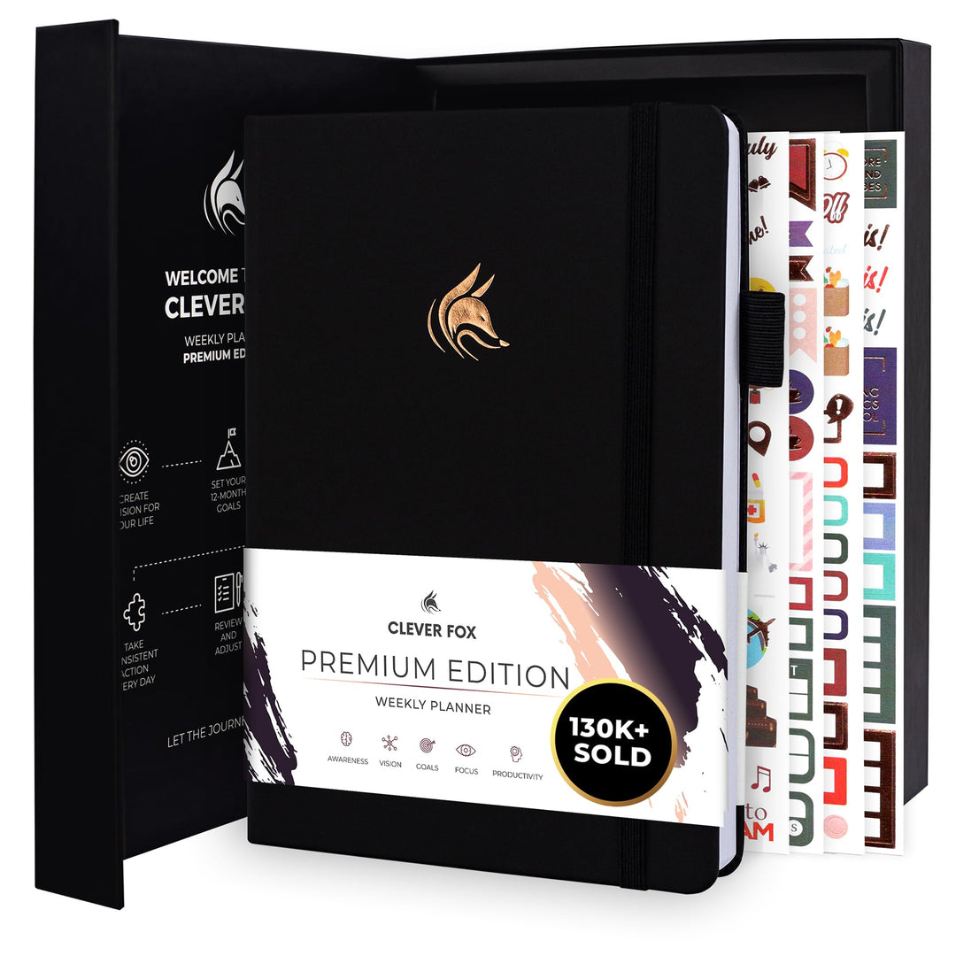 Clever Fox Planer Premium Edition - Luxuriöser Wochen & Monatsplaner zur Produktivitätssteigerung un