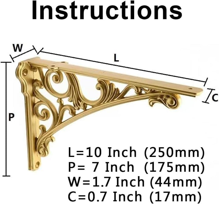 HARPOON 25,4 cm Regalhalterungen, 2 Stück, robuste Wandhalterung, Barock, Küche, dekoratives Regal,
