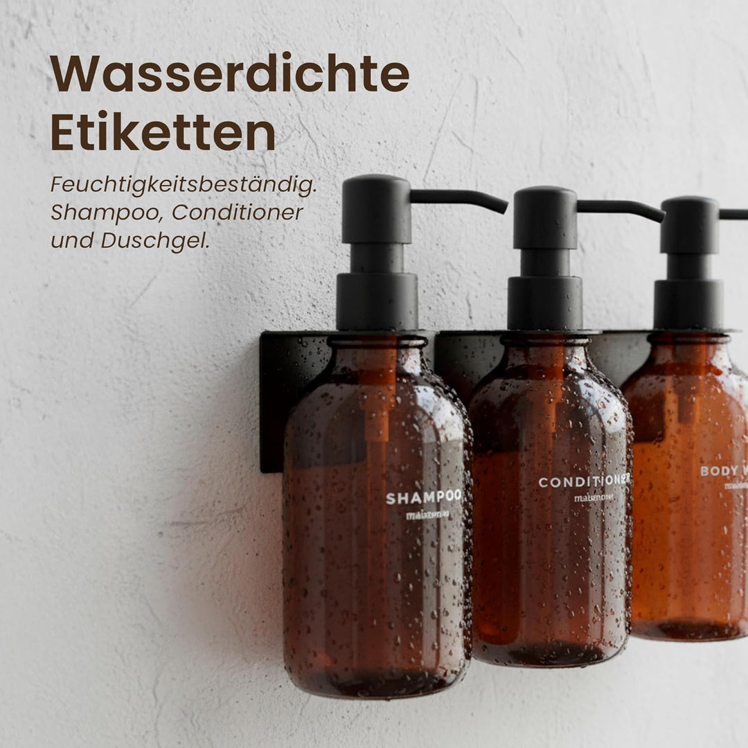 MaisoNovo Shampoo Flaschen zum befüllen – Duschseifen Seifenspender Wandbefestigung – 500 ml Set mit