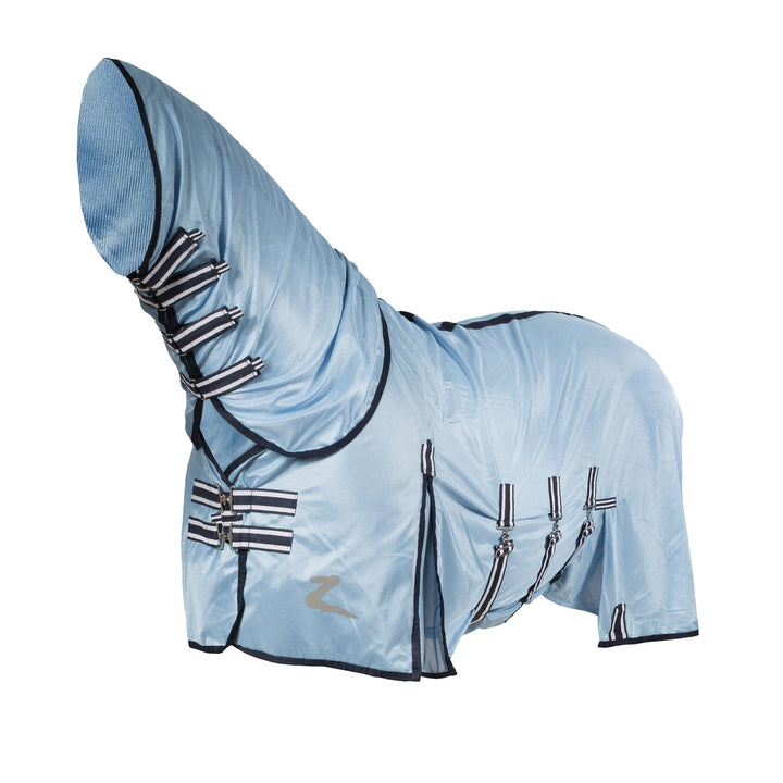 horze Freja Fliegendecke Mit Abnehmbares Halsteil, UV Schutz US 69 in (EU 130 cm) Hell, blau, US 69