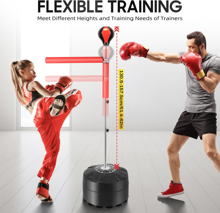 Boxbirne Punchingball, 360° Standboxsack Boxen, 120-190cm Höhenverstellbar, Standboxball freistehend