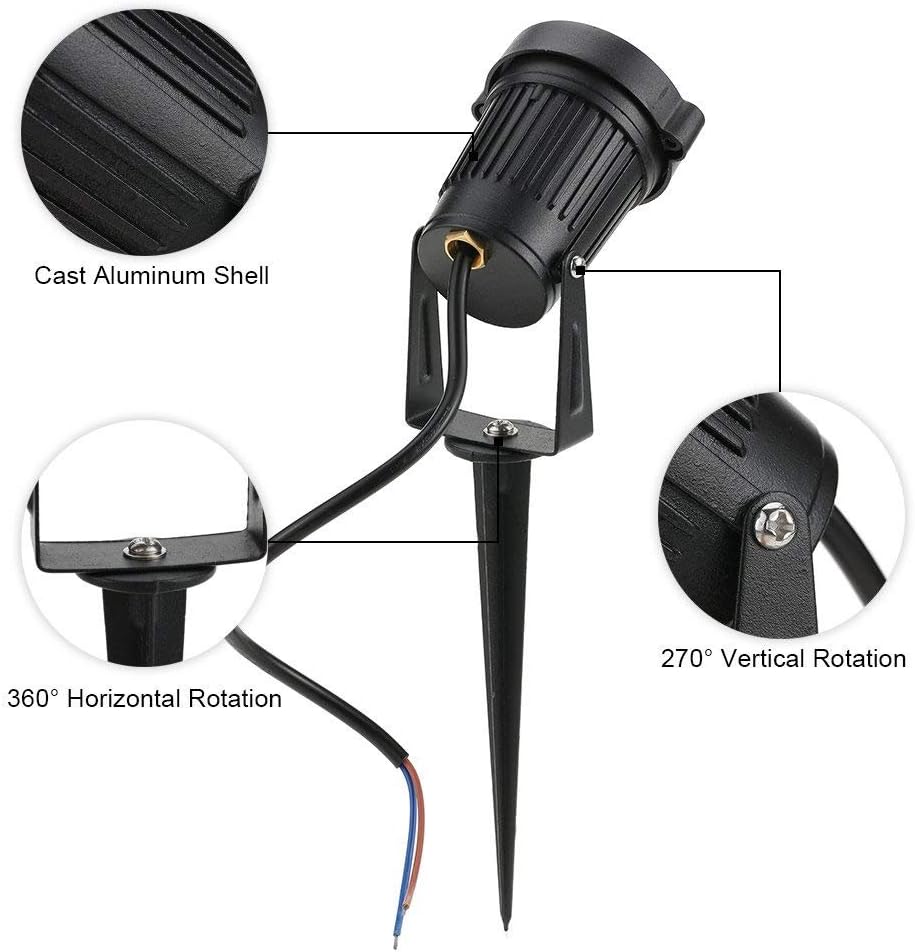 4 PCS 5W COB LED Gartenleuchte mit Erdspiess Gartenstrahler IP65 wasserdicht 85-265V/AC für Garten,