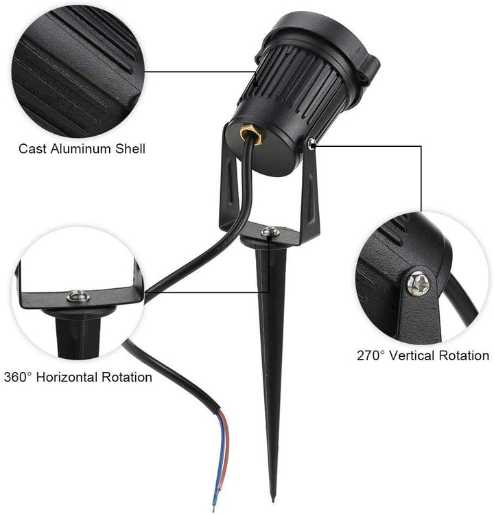 4 PCS 5W COB LED Gartenleuchte mit Erdspiess Gartenstrahler IP65 wasserdicht 85-265V/AC für Garten,
