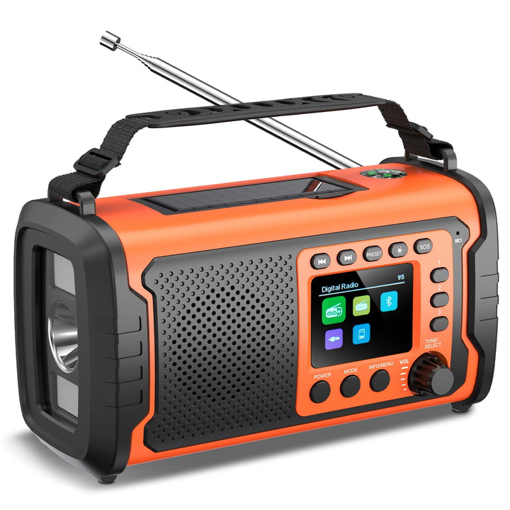 27000mAh DAB/DAB+ Notfallradio mit Kurbel, Solar & USB Laden, Bluetooth 5.3, Powerbank-Funktion, SOS