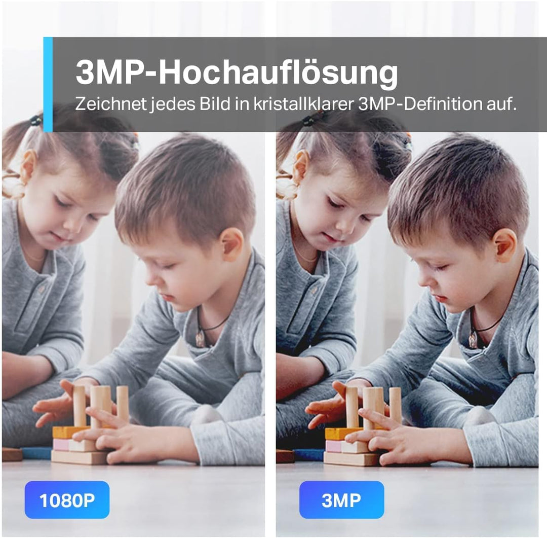 Tapo TP-Link C210P2 WLAN IP Kamera Überwachungskamera (Linsenschwenkung und Neigung, 3MP-Auflösung,