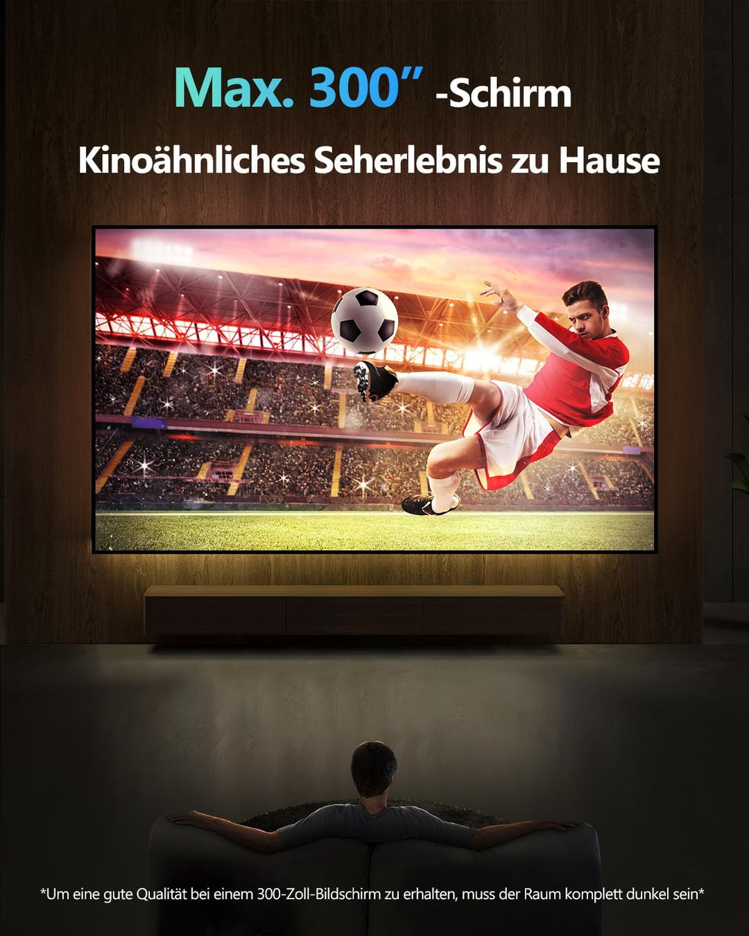 Ultra HD 4K Beamer mit WiFi Bluetooth Streaming Apps,LED Smart Android TV Beamer 4K Heimkino Outdoor