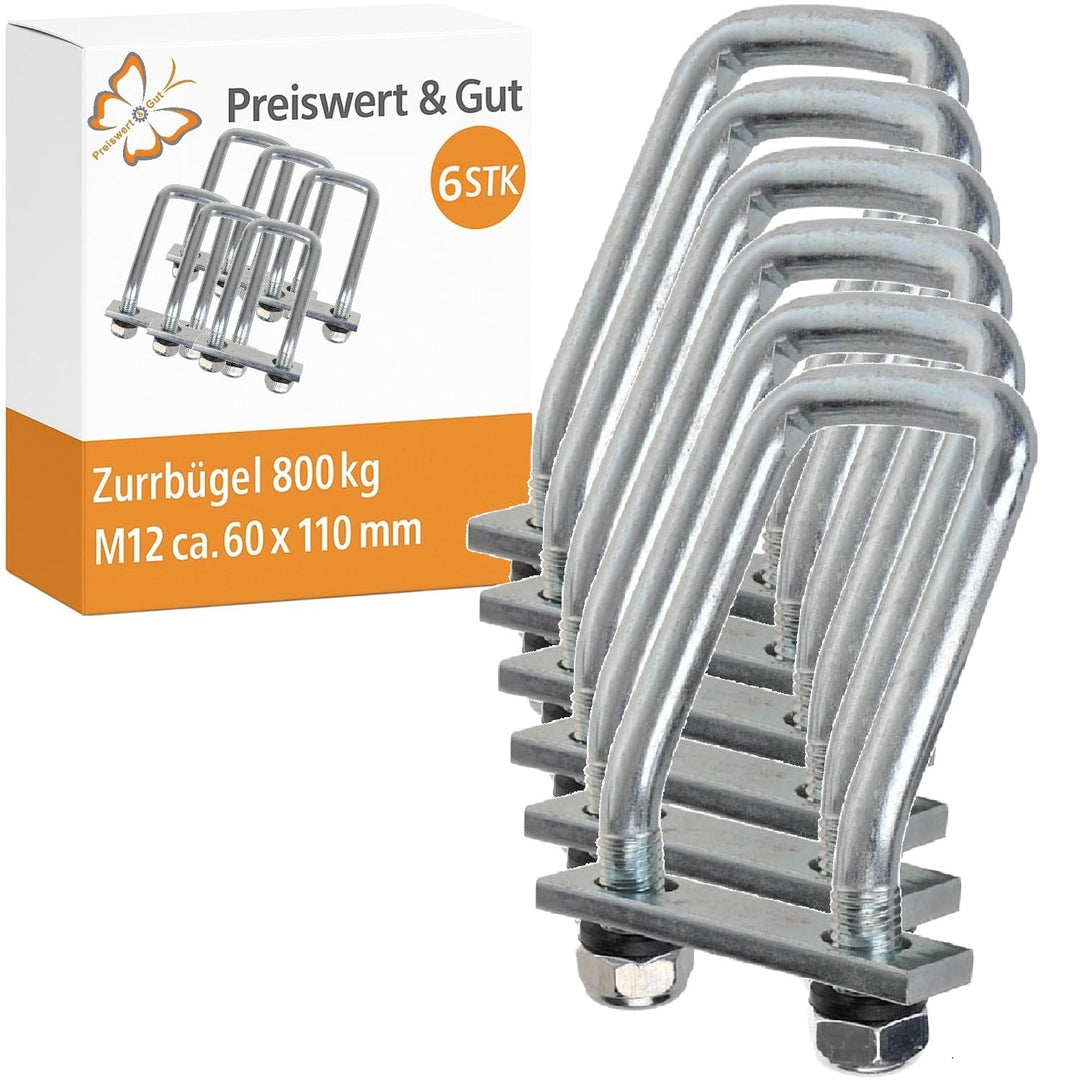 Preiswert&Gut 6X Zurrbügel mit Einer Zugkraft von 800kg - Zurrösen Zurrmulde für Anhänger, U-Bügel 6