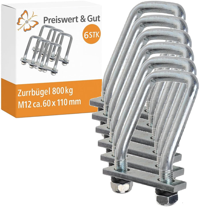 Preiswert&Gut 6X Zurrbügel mit Einer Zugkraft von 800kg - Zurrösen Zurrmulde für Anhänger, U-Bügel 6