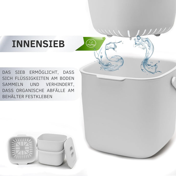 YourCasa® Biomülleimer Küche - 7L - Komposteimer Küche für alltäglichen Biomüll Behälter - Spülmasch