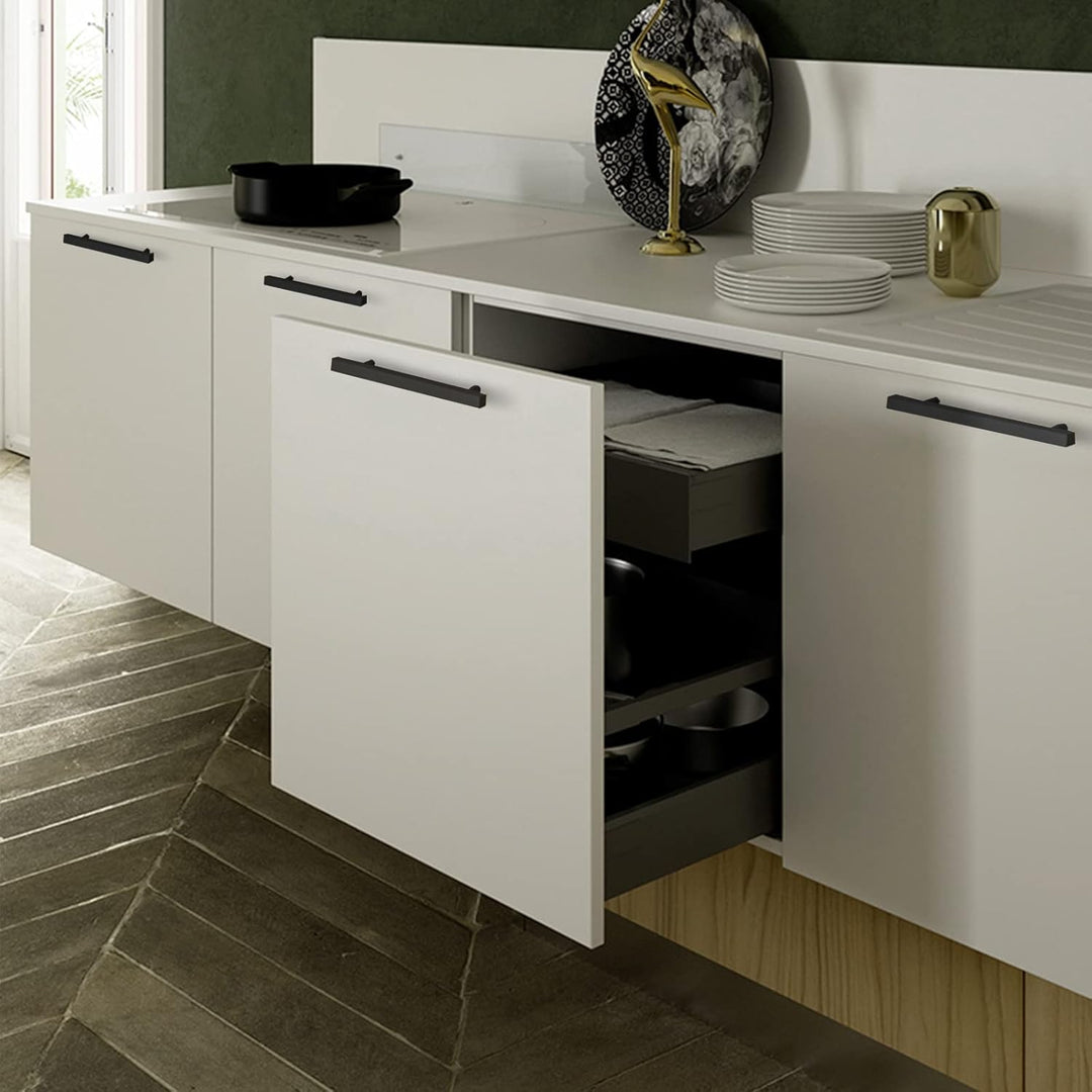 LONTAN 15 Stück Griffe für Küchenschränke Schwarz Schrankgriffe Schwarz 128mm lochabstand Küchengrif