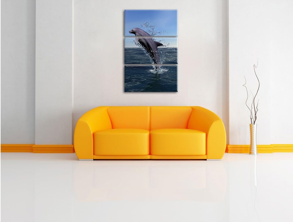 Delphin Sprint im Meer 3-Teiler Leinwandbild 120x80 Bild auf Leinwand