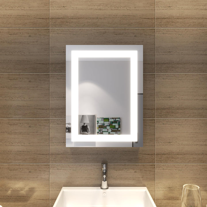 SONNI LED Badspiegel mit Beleuchtung 60x50cm Badezimmer Lichtspiegel Lichtspiegel Badezimmer Kaltwei