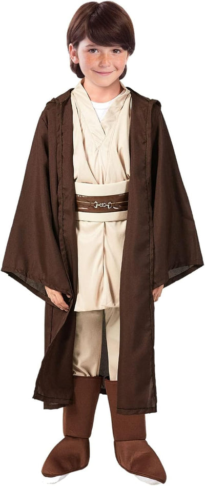 Applysu Kinder Jedi KostüM 4pcs Jedi Robe Ritter KostüM Kinder Halloween Cosplay Requisiten mit Kapu