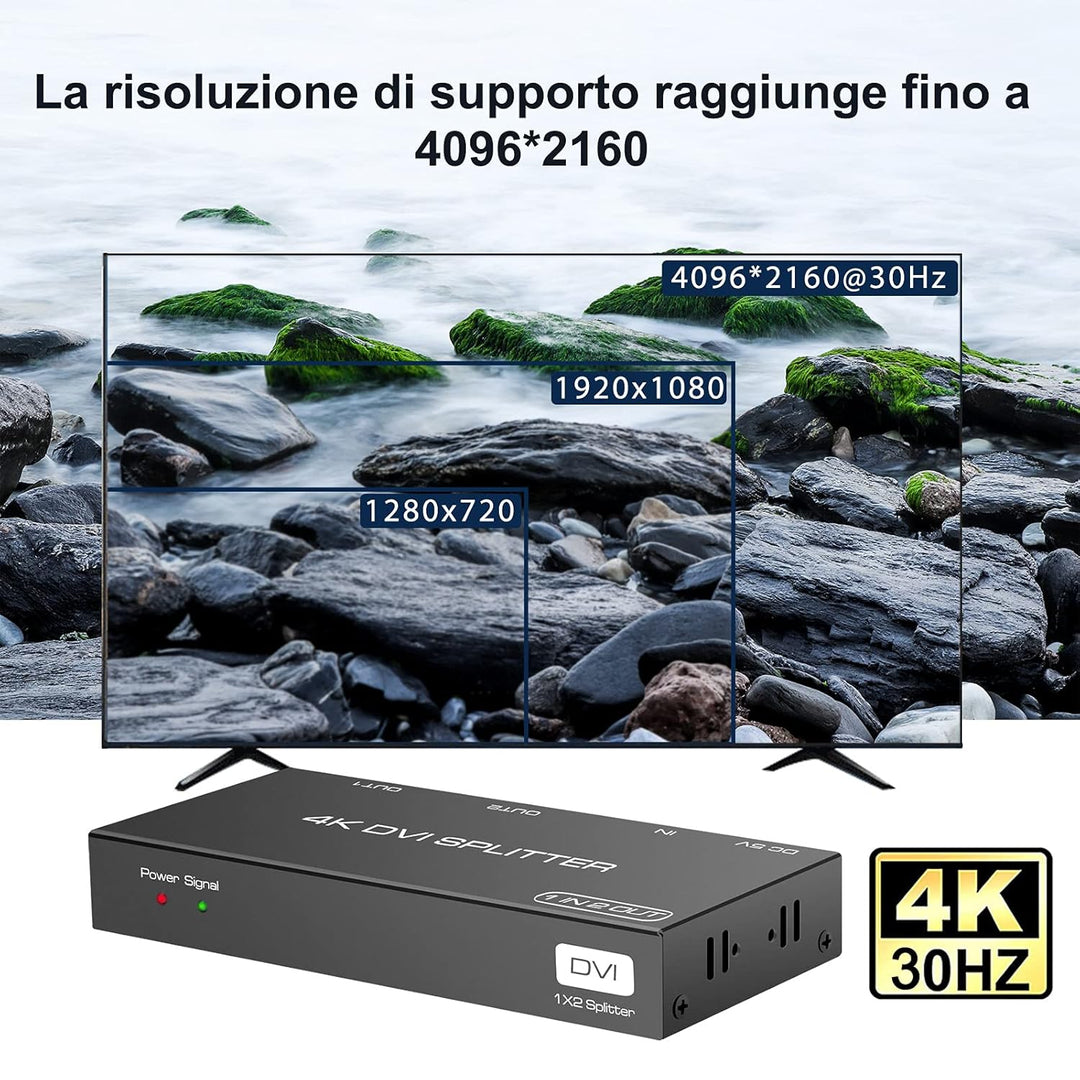 VEDINDUST DVI Splitter mit 2 Ports, der Splitter mit 1 Eingang und 2 Ausgängen unterstützt Auflösung