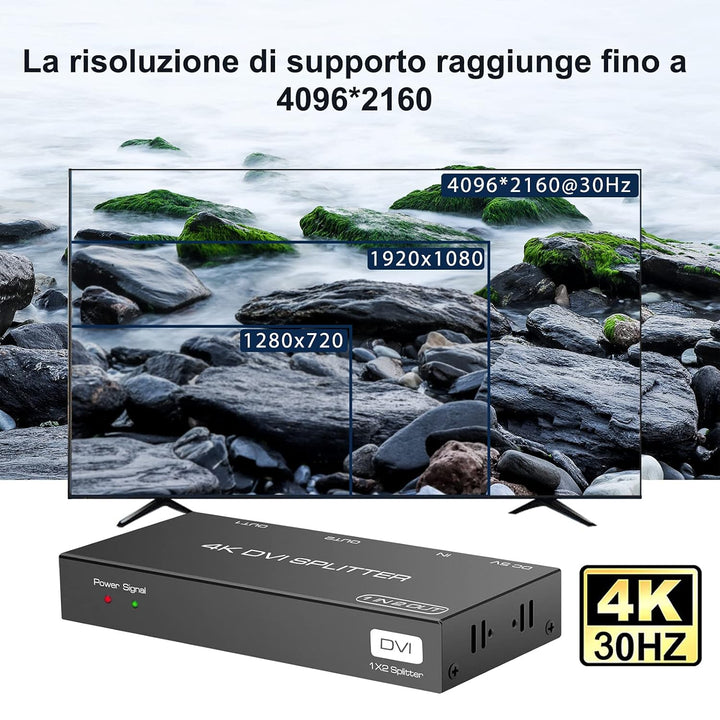 VEDINDUST DVI Splitter mit 2 Ports, der Splitter mit 1 Eingang und 2 Ausgängen unterstützt Auflösung