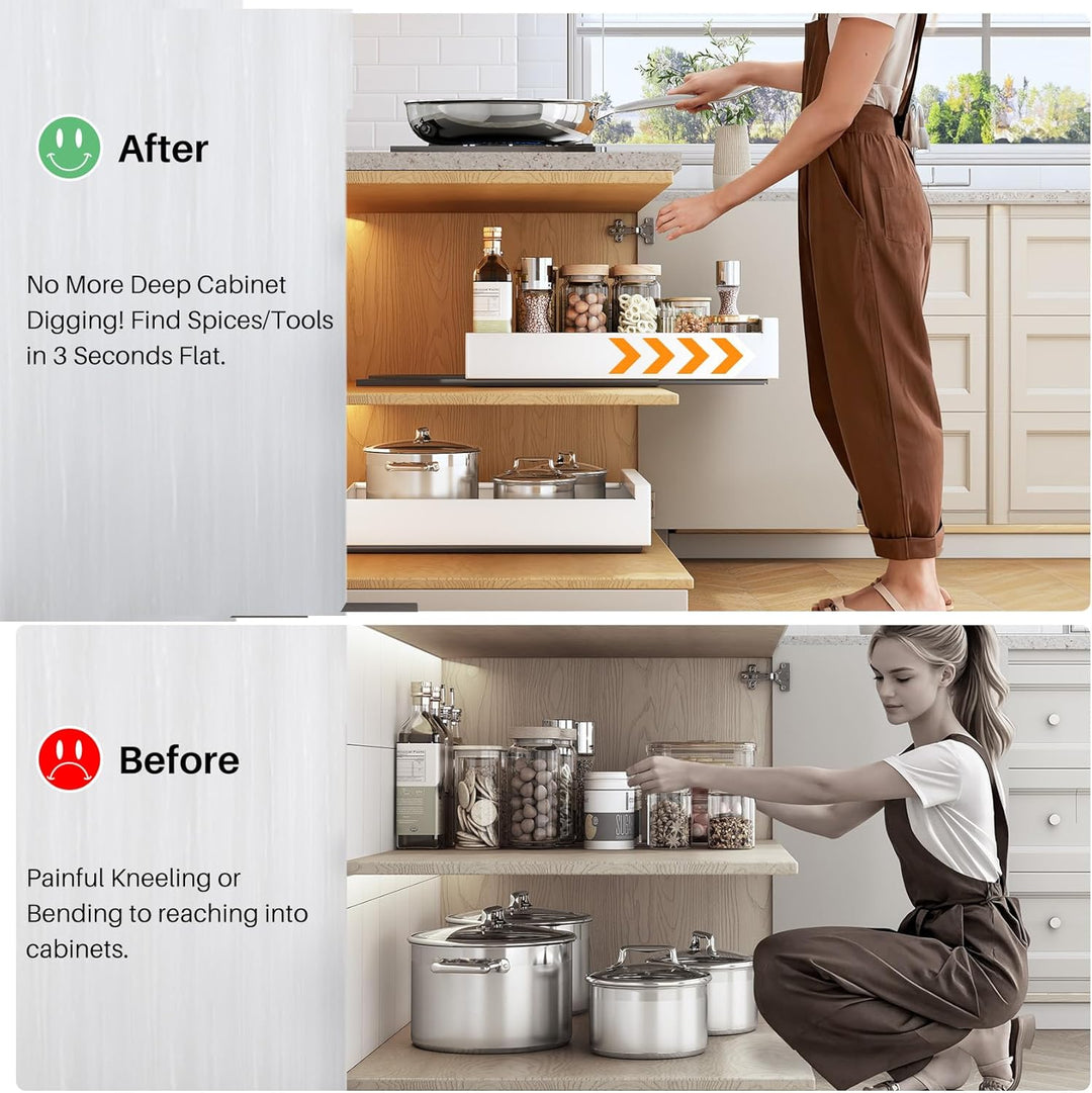 SAYZH Teleskopschublade, Ausziehbare Schubladen-Aufbewahrungsregale für Küchenschränke, Ausziehbare