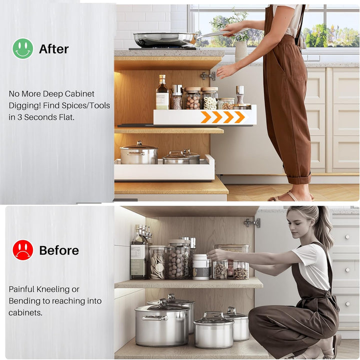 SAYZH Teleskopschublade, Ausziehbare Schubladen-Aufbewahrungsregale für Küchenschränke, Ausziehbare