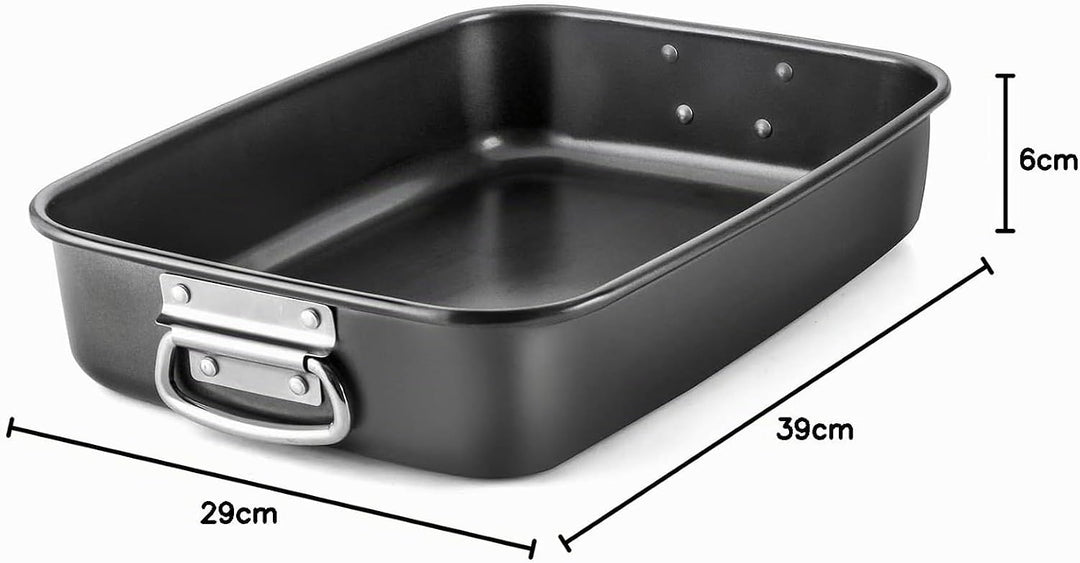 MGE - Auflaufform - Gratinform für Lasagne mit Griffen - Bräter aus Stahl mit Antihaft-Beschichtung